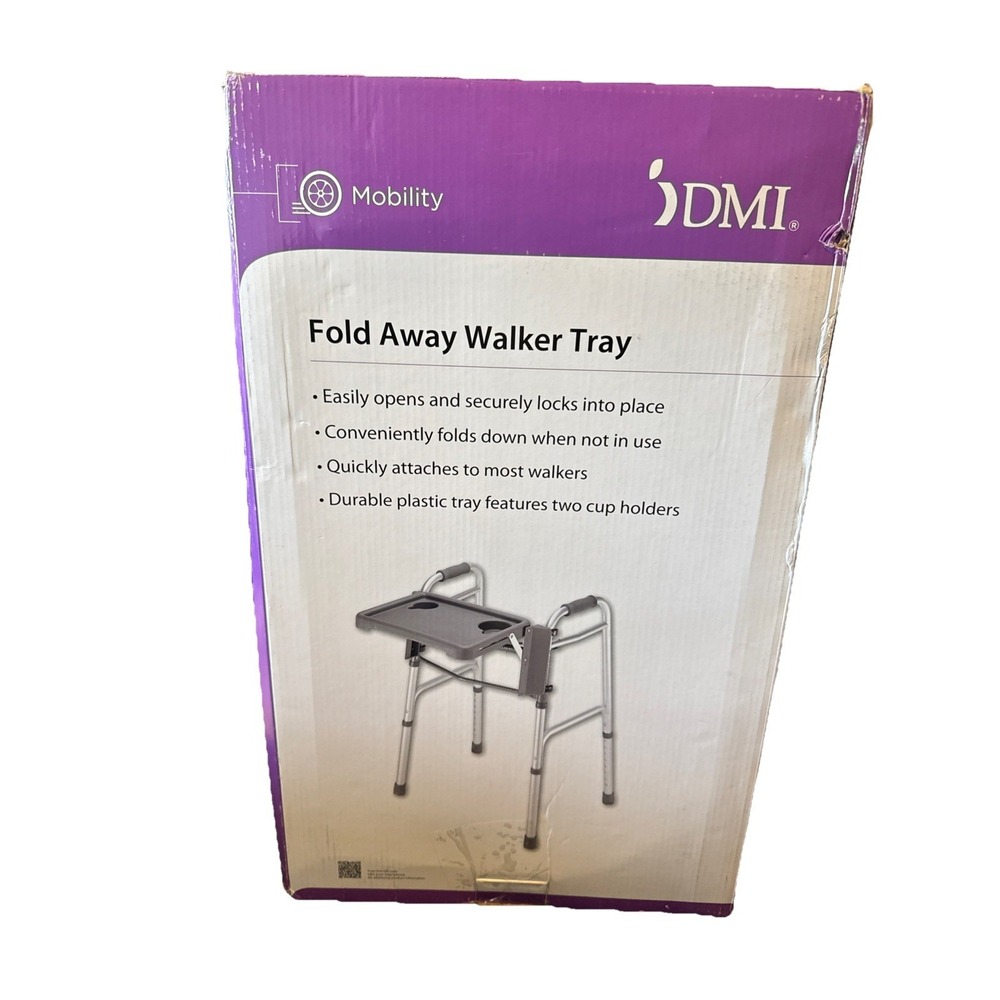 DMI Mobility Fold Away Walker Tray Table Fits Most NIB SEALED 16"X12" CLIP ON